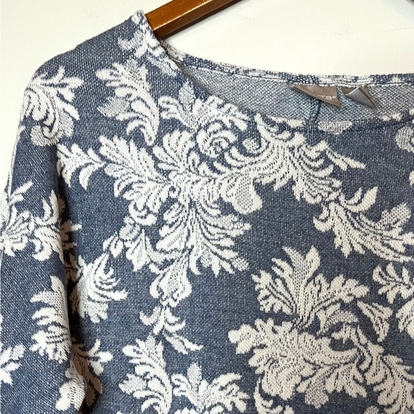 Chico’s Damask Denim Dolman Sleeve Top Blouse Sz M - Picture 3 of 7